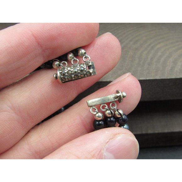 7" Sterling Silver Unique Style Marcasite Gem Bracelet Vintage Elegant Beautiful - Picture 5 of 8